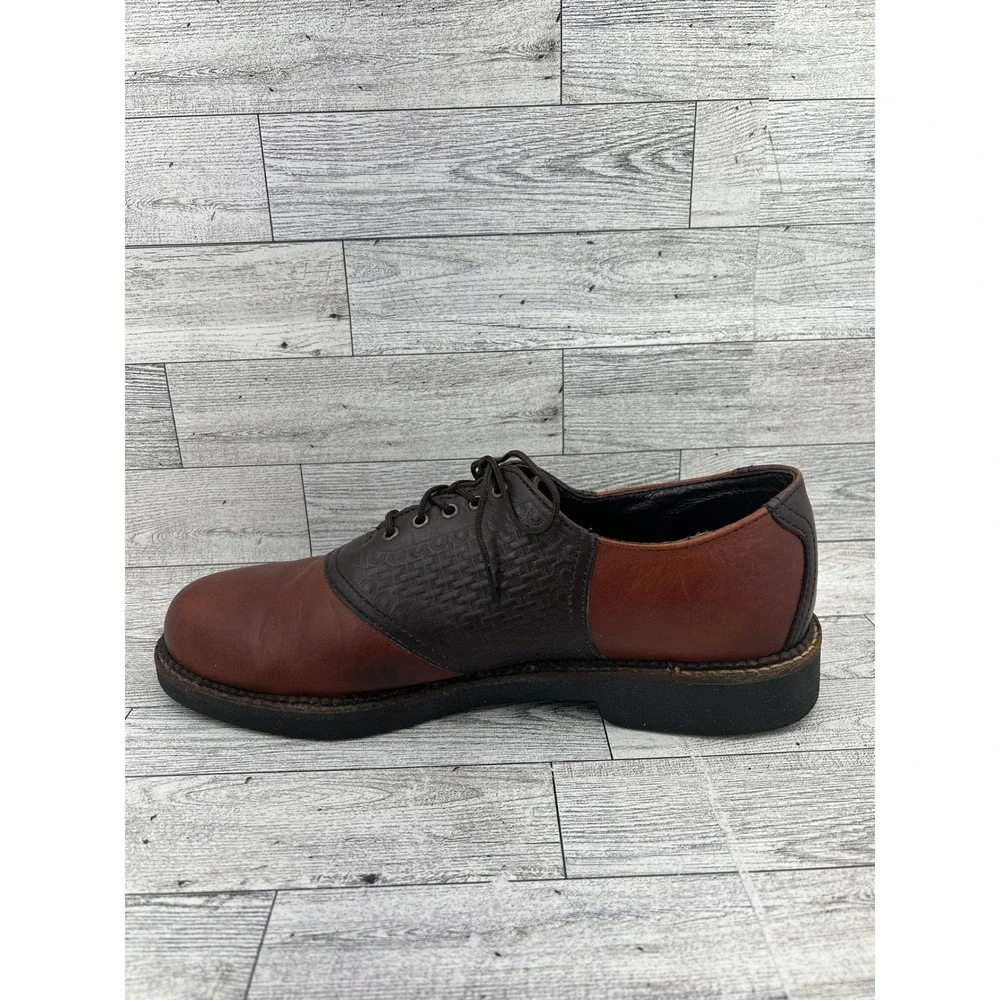 H S TRASK‎ Mens Saddle Shoes Brown Leather Lace Up Oxfords Size 9